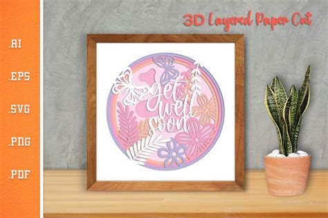 Download Get Well Wishes 3D Layered Paper Cut... Commercial Use DXF Files