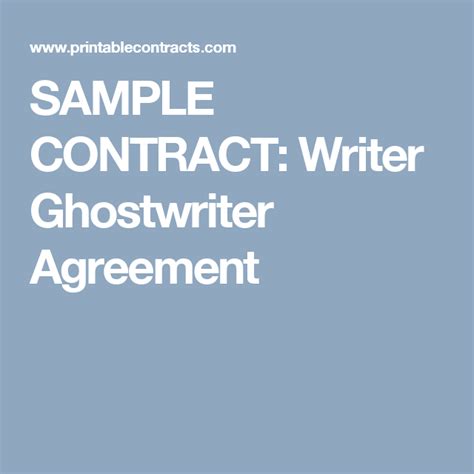 Ghostwriter Agreement Contract