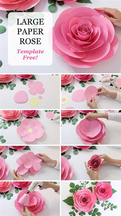 Download Giant Rose Paper Flower Template Easy Edite