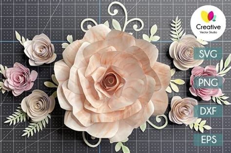 Download Giant Rose Paper Flower Wall Template Files DXF Files