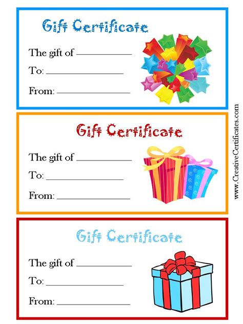 Gift Certificates Templates Free Printable