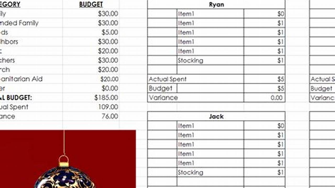 Gift Suggestions, Excel Templates