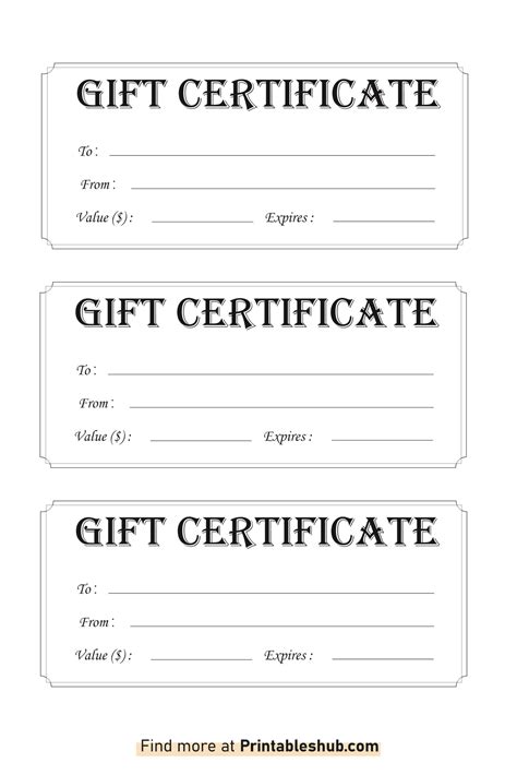 Gift Certificates Templates Free Printable