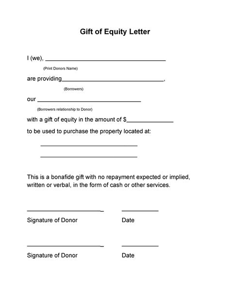Gift Letter Template Word