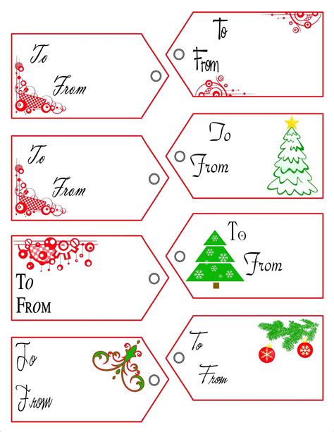 Gift Tags Template Word