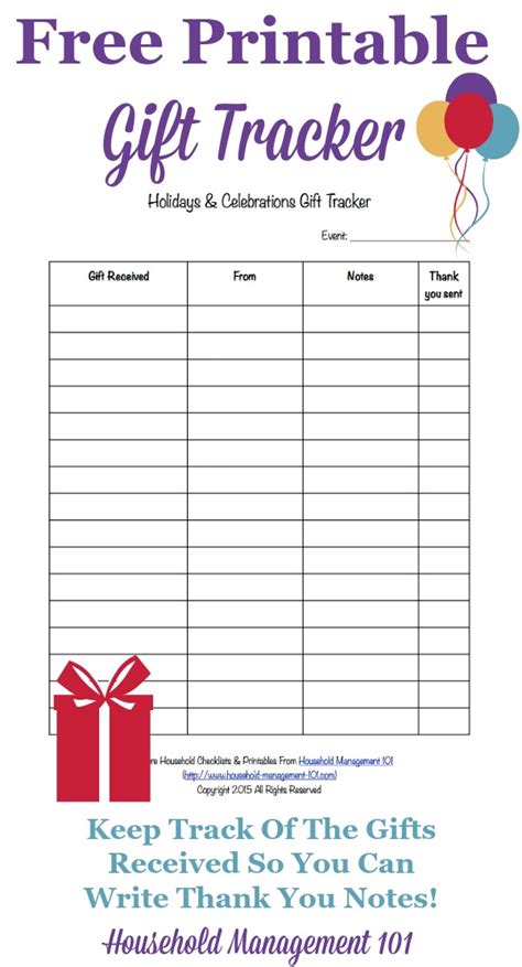Gift Tracker Printable