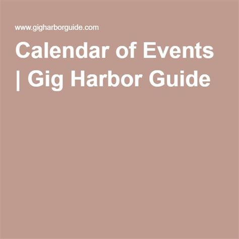 Gig Harbor Calendar Of Events