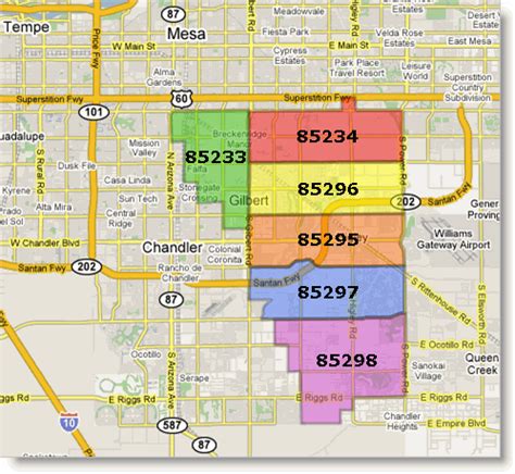 Gilbert Arizona Zip Code Map