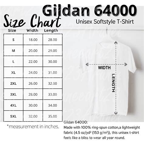 Gildan 64000 Size Chart
