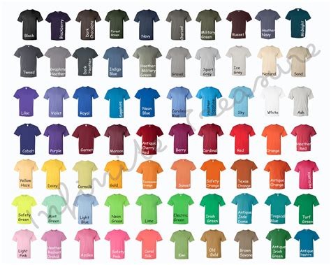 Gildan Heavy Cotton Color Chart