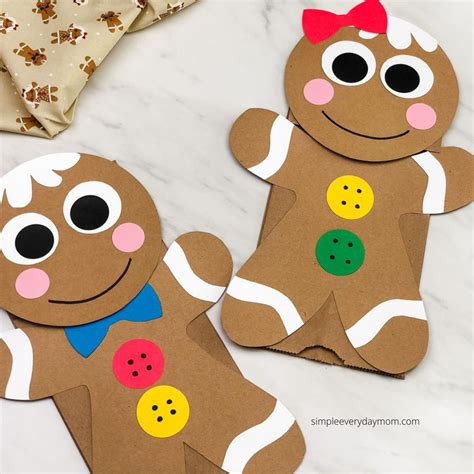 Gingerbread Man Paper Bag Puppet Template