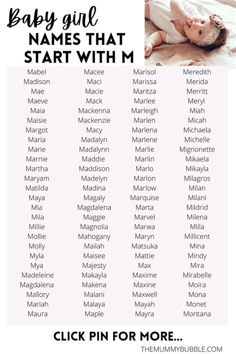 Girl Middle Names That Start With M