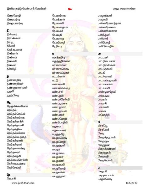 Girl Names Start With P In Tamil