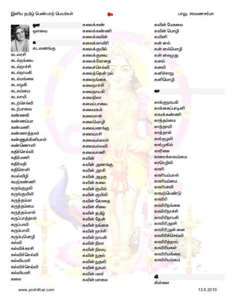 Girl Names Start With T In Tamil