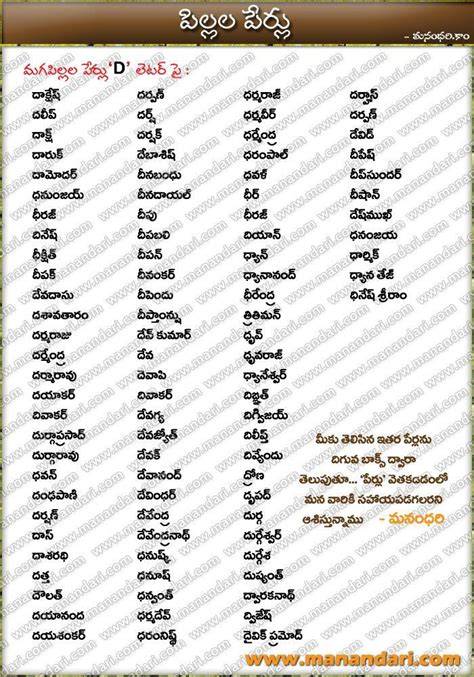 Girl Names Starting With D In Telugu