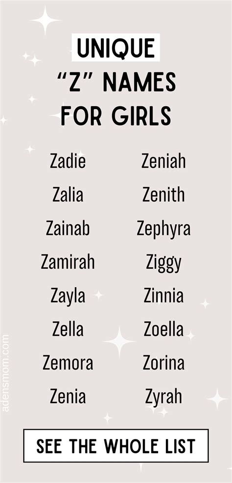 Girl Names That Start With Z American