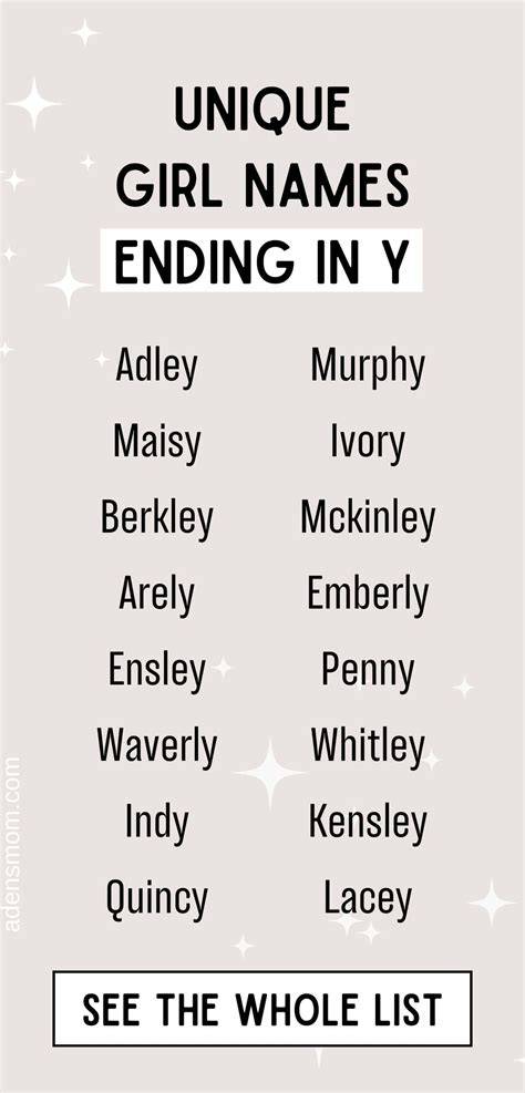 Girl Names With Y Ending