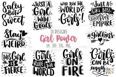 Download Girl Power Quotes Bundle, Girl Quotes Files DXF Files