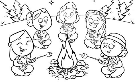 Girl Scout Camping Coloring Pages