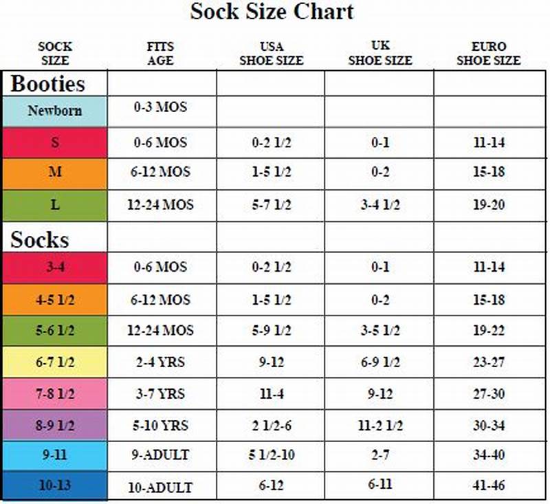 Girls Socks Size Chart