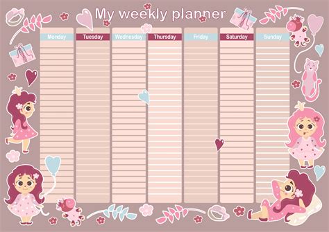 Girly Cute Weekly Planner Printable