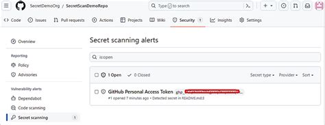 GitHub secret scanning