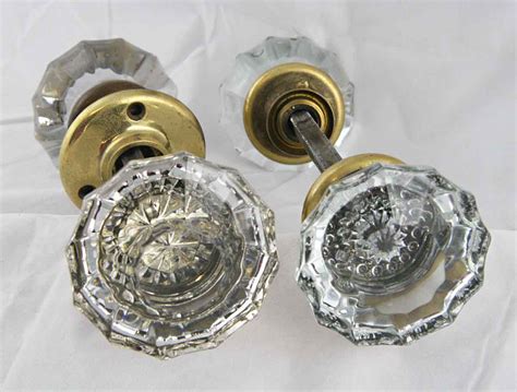 Antique Fluted Glass Door Knob Sets from preservationstation on Ruby Lane