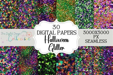 Glitter Halloween Pattern Digital Background Papers