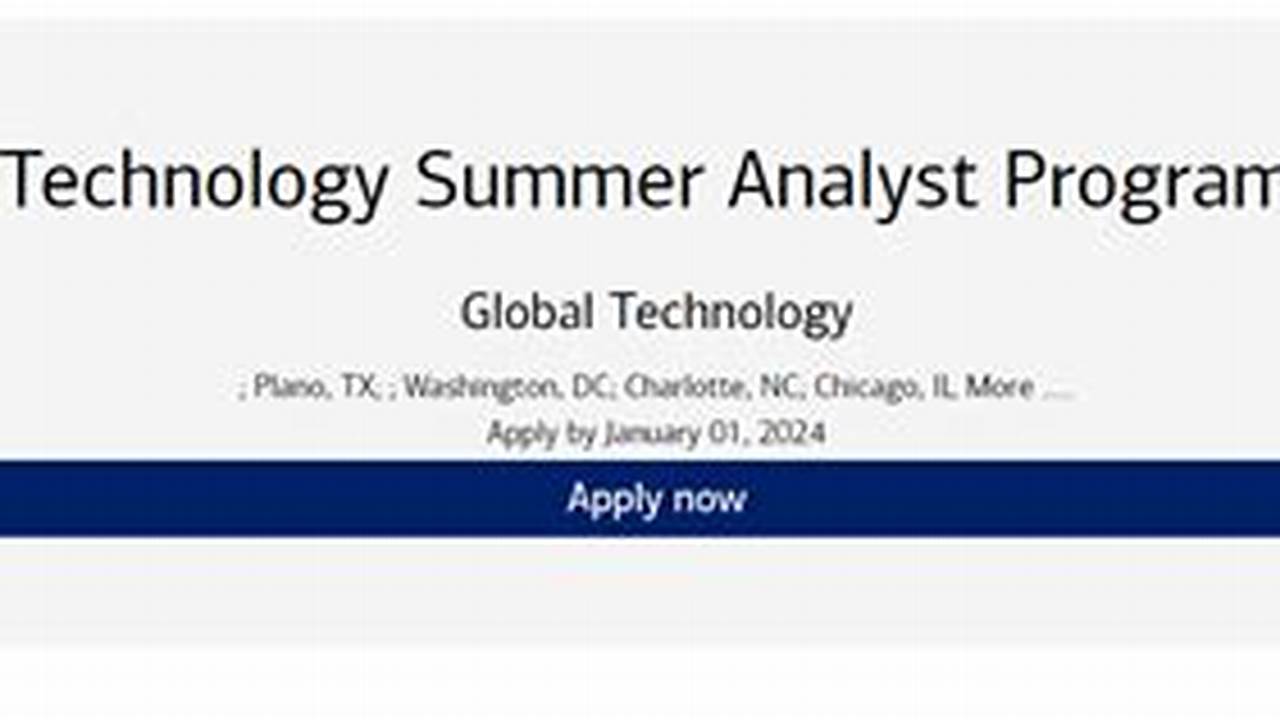 Global Technology Summer Analyst Program - 2025