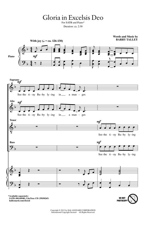 Gloria In Excelsis Deo Sheet Music | Barry Talley | SATB Choir