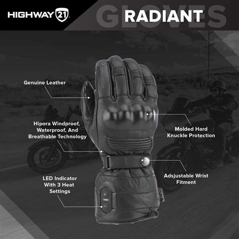 Glove History Highway 21 Radiant Brown Heated Leather Motorcycle Gloves
