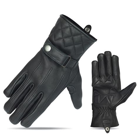 Glove History Vance VL467 Mens Black Snap Cuff Premium Leather Driving Gloves