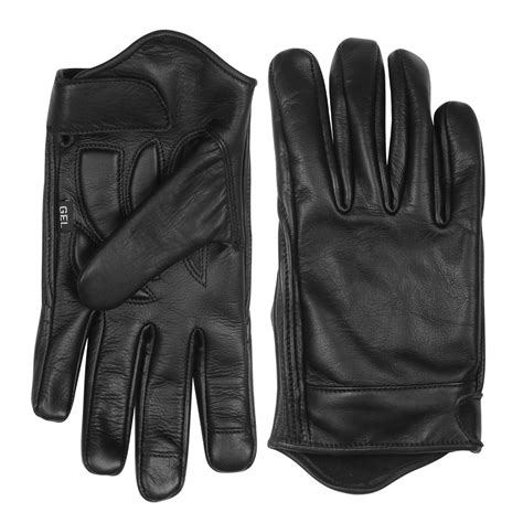 Glove History Vance VL475 Mens Black Gel Palm Riding Leather Gloves