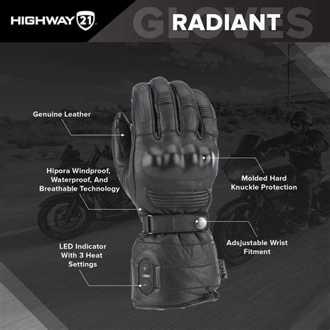 Highway 21 Radiant Brown Heated Leather Motorcycle Gloves