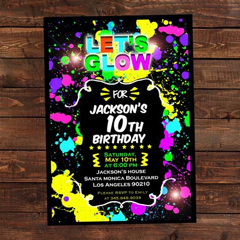 Glow Party Invitation Free Templates