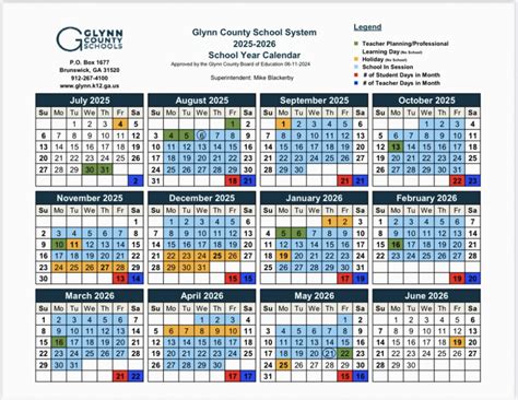 Glynn County School Calendar