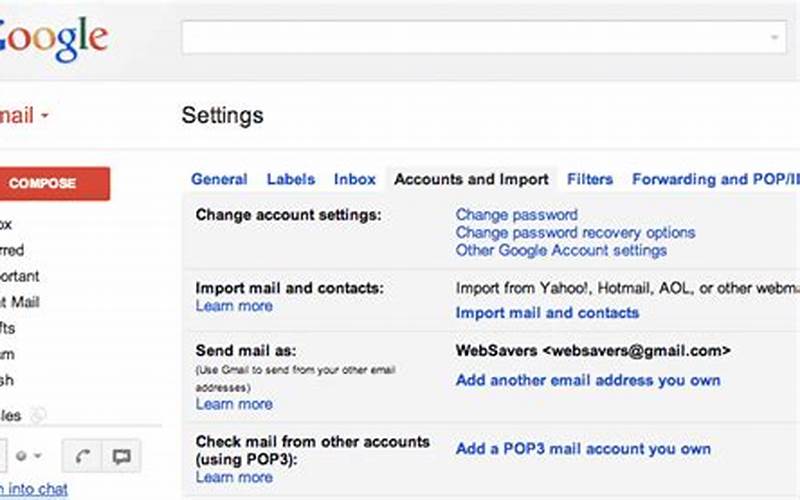 Gmail Settings Accounts And Import
