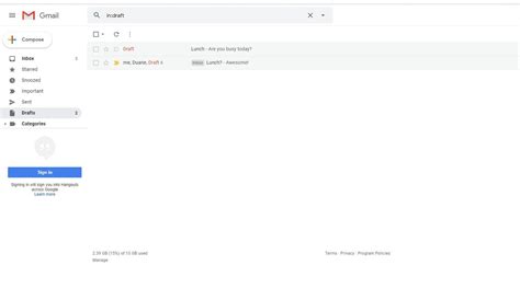 GmailのPCとスマホの下書きフォルダ