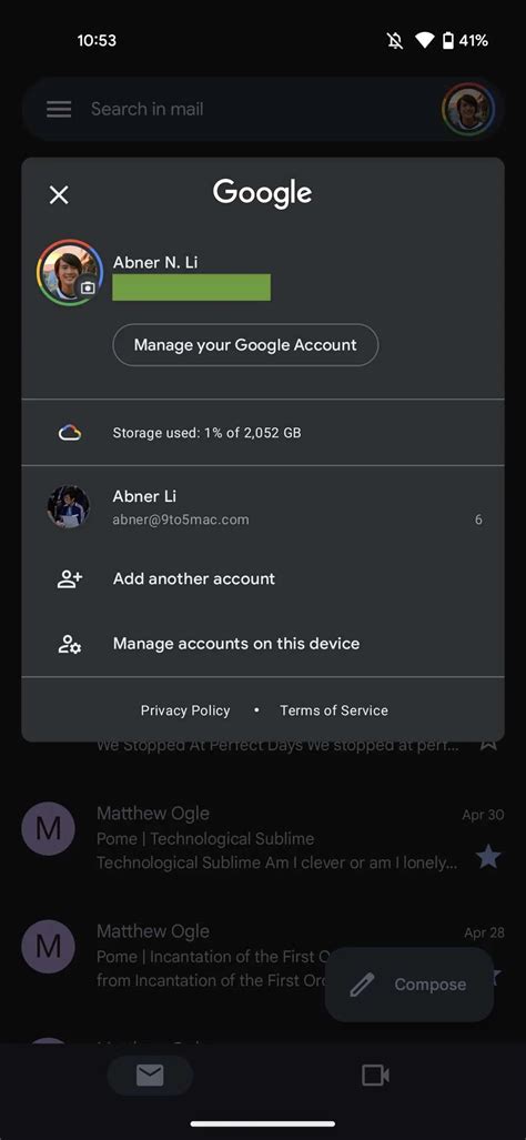 Gmail on Android now has a “storage used” indicator