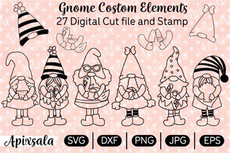 Download Gnome Custom SVG Cut Files-digital Stamp Crafts