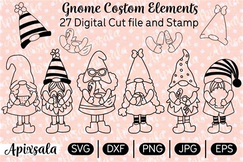 Download Gnome Custom SVG Cut Files-digital Stamp Cut Files