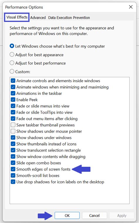 Go back to the default smooth font value