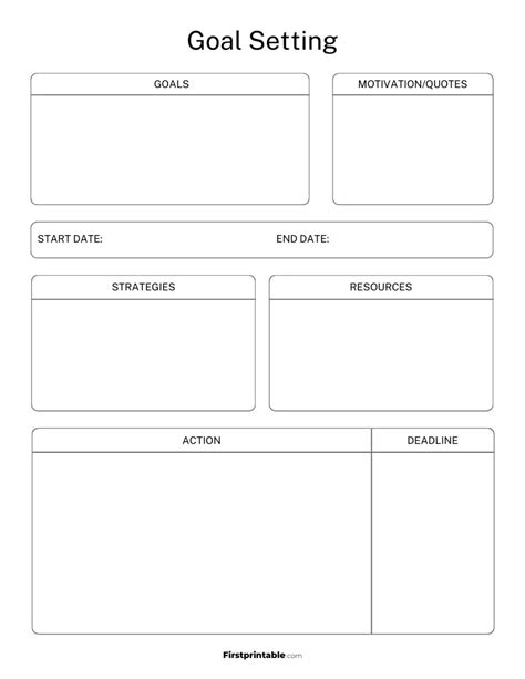 Goal Setting Template Free Download Pdf