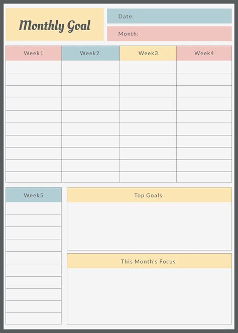 Free Monthly Goal Planner Template in Adobe Adobe Illustrator, Adobe InDesign