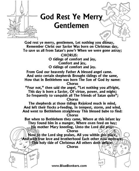 God Rest Ye Merry Gentlemen Lyrics Printable