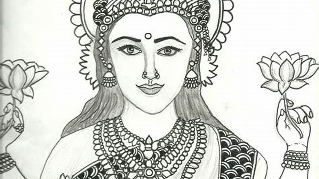 Goddess Lakshmi Pencil Sketches: An Artistic Homage to the Goddess of Wealth and Prosperity