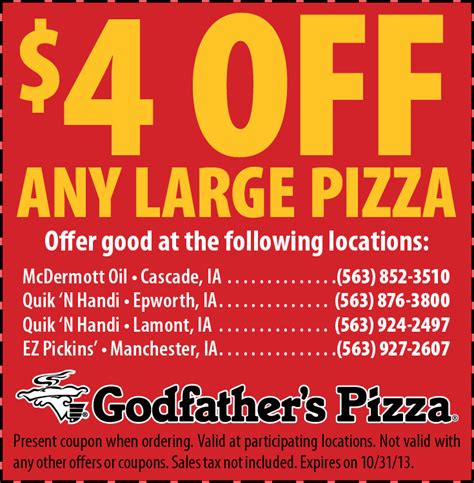 Godfather's Pizza Coupons Printable