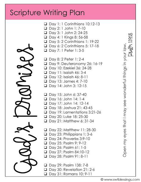 Gods Promises Free Printabl Scripture Writing Plan
