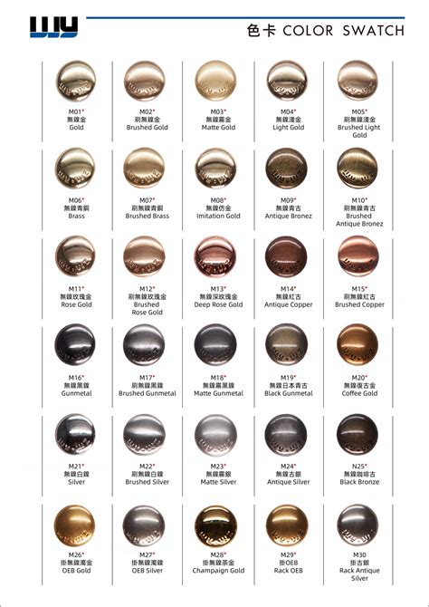 Gold Metal Color Chart