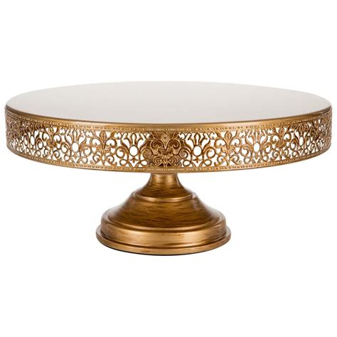Radiate Elegance and Charm on Your Big Day with Our Enchanting 16-inch Gold Wedding Cake Stand